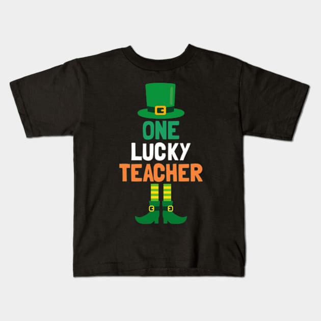 One Lucky Teacher  St Patricks Day Teaching Kids T-Shirt by cloutmantahnee